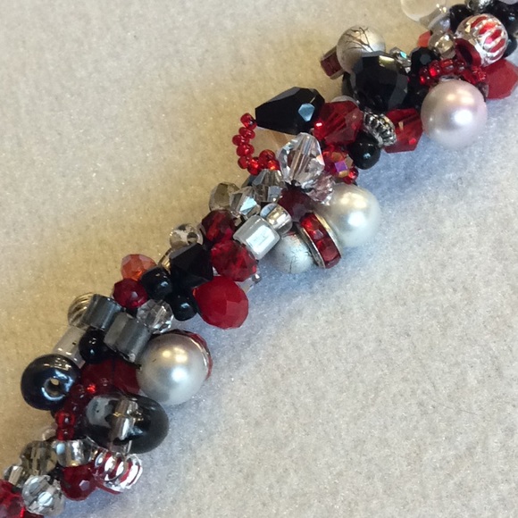 FINAL SALE PRICE CL Designs Embellished Red/Black/White Necklace - Picture 3 of 6
